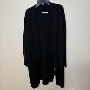 MM Lafleur Classic Black duster Cardigan size L merino wool